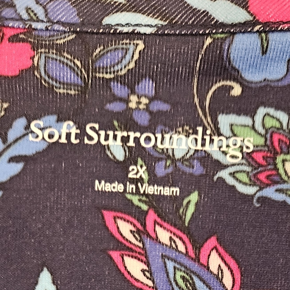 Soft Surroundings Floral Dress - Blue,  Pink & Green 100% Cotton Sz 2X NWOT - Picture 2 of 7
